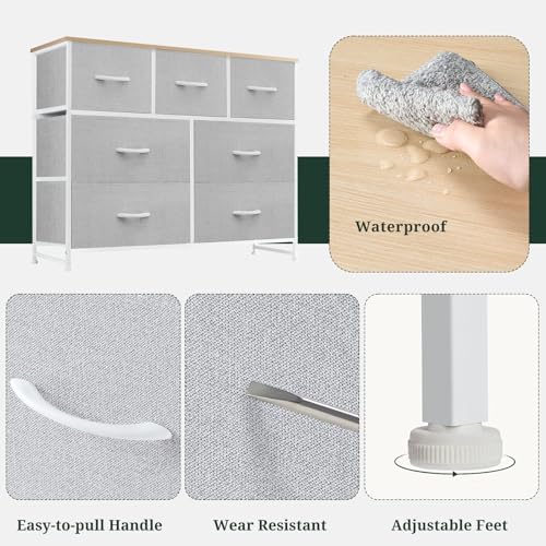 7-Drawer Dresser for Bedroom, Anti-Tip Wide Storage Organizer Fabric