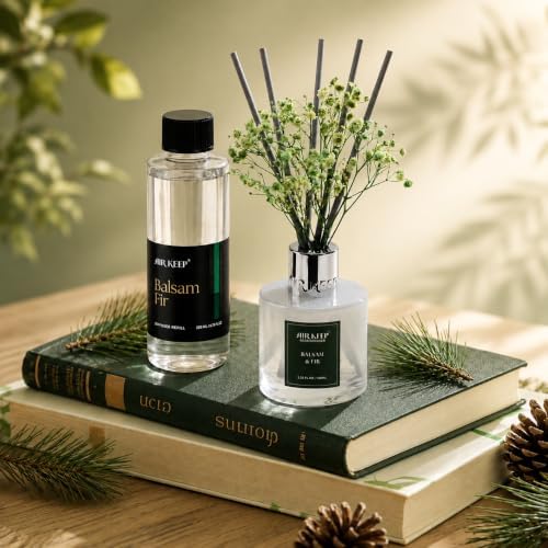 Airkeep Balsam Fir Reed Diffuser Refill – 6.76 fl oz Premium Scented Oil for Home Aromatherapy – Long-Lasting Fragrance for Reed Diffusers – Perfect for Bathroom, Bedroom & Home Decor