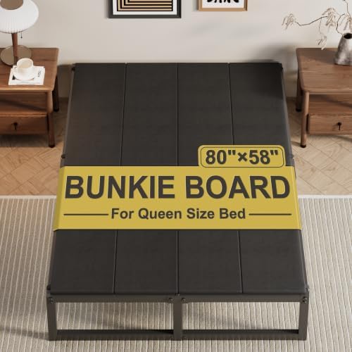 Lutown-Teen Bunkie Board Queen High-Density Polymer Bed Support, Black