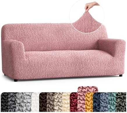 PAULATO Premium Stretch Couch Covers for Sofa - Sofa Chair Cover Washable, Dogs & Pets Friendly - Elastic Polyester Loveseat Slipcovers - Non-Slip Love Seat Couch Covers - Coral Pink (64"-85" Wide)