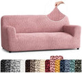 PAULATO Premium Stretch Couch Covers for Sofa - Sofa Chair Cover Washable, Dogs & Pets Friendly - Elastic Polyester Loveseat Slipcovers - Non-Slip Love Seat Couch Covers - Coral Pink (64"-85" Wide)