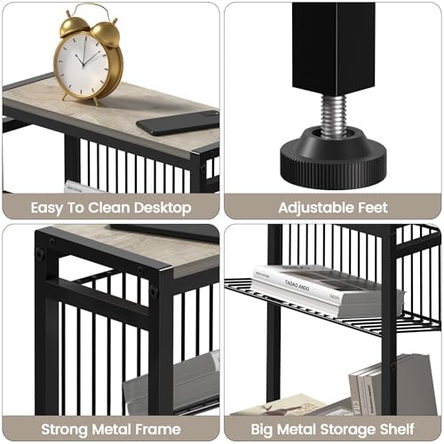 Narrow Side Table Set of 2, 3-Tier End Table, Small Nightstand