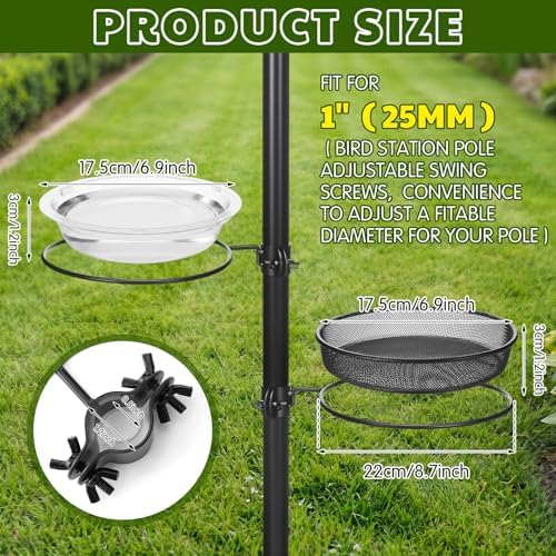 LemonRoad 2 Pack Mesh and Plastic Tray Seed Trays for 1" Bird Feeder Poles