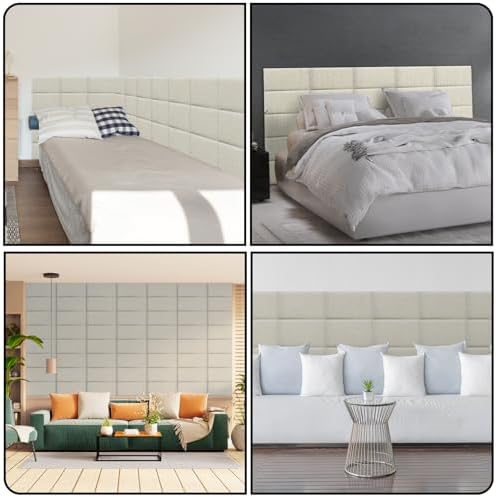 Linen Peel and Stick Headboard, Soundproof Anti-Collision Wall Panel