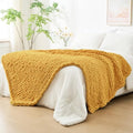 Bigacogo Chunky Knit Throw Blanket for Couch, 51x63 inches, Mustard Yellow