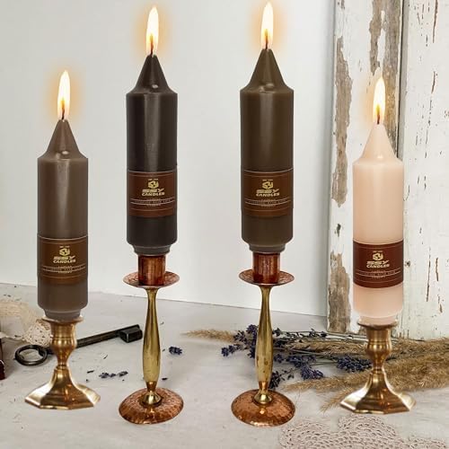 NJAO HOO Brown Short Taper Candle 5 Inch Candlesticks Unscented Dripless Gradient Colored Tapered Candle Set for Home Decor Wedding Party Dinner Candles, 4 Pack