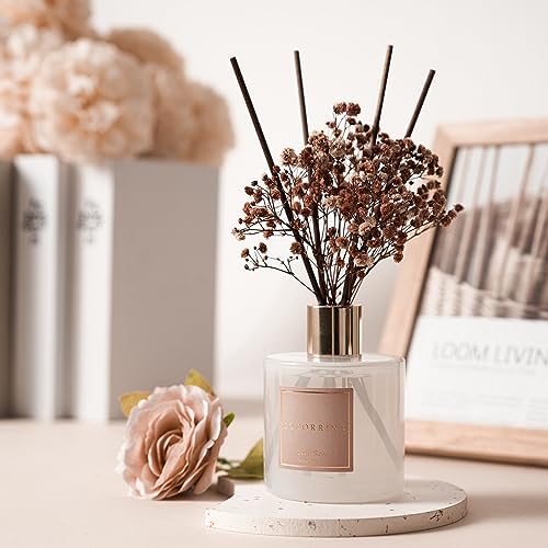 Cocorrína Reed Diffuser Sets- Satin Rose Scented Diffuser with Sticks Home Fragrance Reed Diffuser for Bathroom Shelf Decor