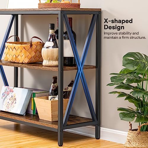 MAHANCRIS 31.5" Sofa Table, Industrial Console Table, 3-Tier Entryway Table