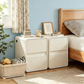BOSHIRO 16″Narrow Nightstand Slim Bedside Tables Set of 2,White