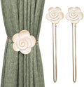Lewondr Magnetic Curtain Tiebacks, Flower Vintage Curtain Holdbacks, Beige