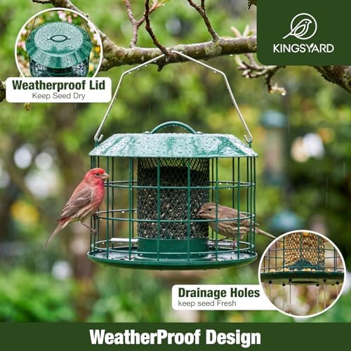 Kingsyard Caged Squirrel Proof Bird Feeders for Outdoors Hanging
