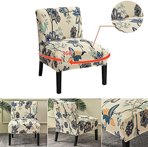 Eco-Ancheng Armless Chair Slipcover Removable Armless Accent Chairs Covers Washable Armless Slipper Chair Slipcover Printed Armless Chair Furniture Protector Covers for Living Dining Room Hotel