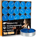 MAQIHAN Blue Tea Light Candles 25 Pack - Mini Soy Wax Votive Candles Bulk