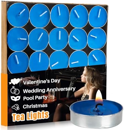 MAQIHAN Blue Tea Light Candles 25 Pack - Mini Soy Wax Votive Candles Bulk