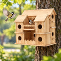 10-Hole Cedar Birdhouse Cottage for Outside, Small Bird House