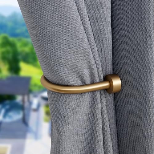 Drapery Holdback,Matte Black Metal Window Curtain Holdback (Warm Gold)