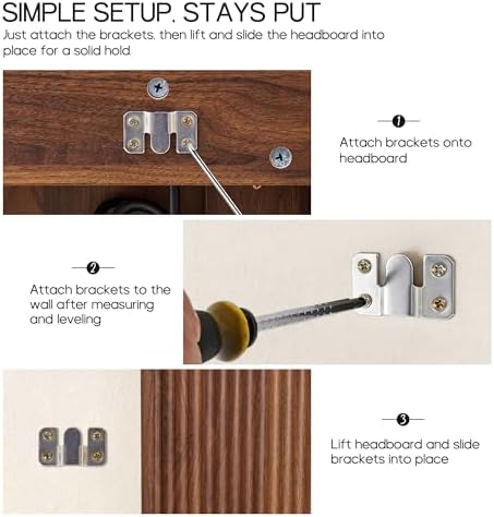 Wood Headboard King Size with 2 Outlets and USB & Type C Port