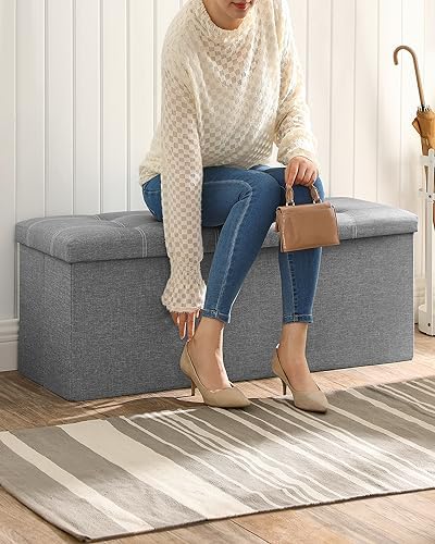 SONGMICS Ottoman Storage Bench, 35 Gal. Folding Chest, Holds 660 lb