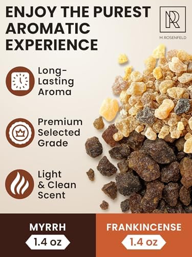 Frankincense Oman & Myrrh Incense Set - 100% Natural Aromatic Tree Gum Sap, Enhances Meditation - 2 x 40g