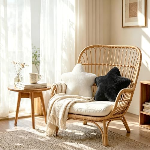 2PCS Star Pillow Set,15.35“ Cute Black Decorative Throw Pillows for Bed