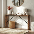 MAHANCRIS Console Table, 62.2" Long Sofa Table Behind Couch, Rustic Brown