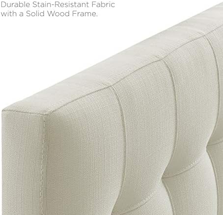 Modway Lily Tufted Linen Fabric Upholstered Twin Headboard in Ivory
