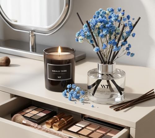 WEALD TRIBE Reed Diffuser Set Cashmere Vanilla Scent for Bathroom Decor