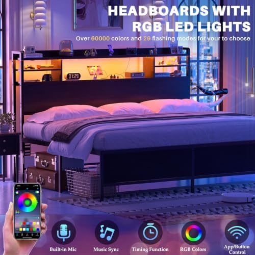 Aheaplus Headboard for King Size Bed with Storage, Black