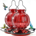 2PC Glass Hummingbird Feeder for Outdoor Hanging, 26 oz Bird Nectar Feeder
