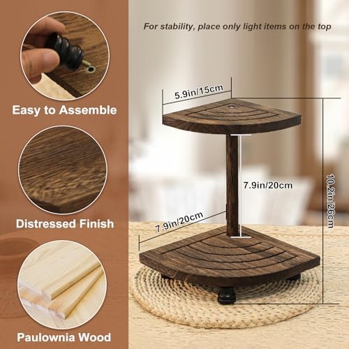 Tikea Wood Riser for Decor, 2-Tier Farmhouse Display Riser Counter Shelf