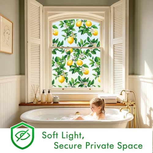 SOMWISE Frosted Window Privacy Film, Decorative Sun Heat Blocking, Anti UV