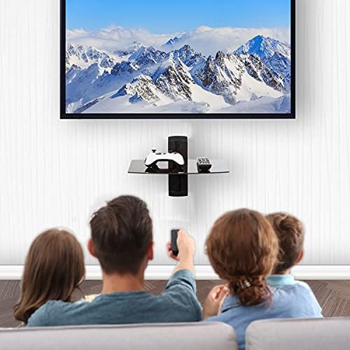 WALI 1 Tier Glass Floating TV Wall Shelf for Projector, DVD Players
