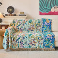 Boho Throw Blanket, 100% Soft Cotton Floral Quilt, Twin 60"x 80"
