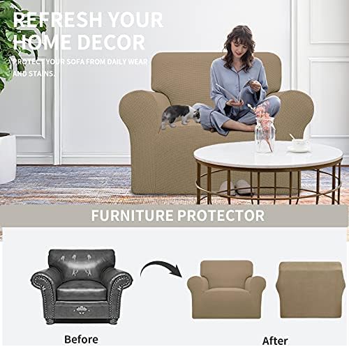 Easy-Going Stretch Oversized Chair Slipcover with Arm Washable Tan