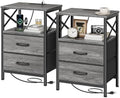 Huuger Night Stand with Charger Station, USB-C Port, End Table