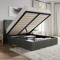 SHA CERLIN Queen Size Lift Up Hydraulic Storage Bed Frame Dark Grey