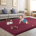 Baby Play Mat for Floor Nursery Muscle Area Rug Playroom Rug 65"x50" Elastic Foam 1.3" Thick Crawling Mat for Babies,Toddlers, Infants(Burgundy)