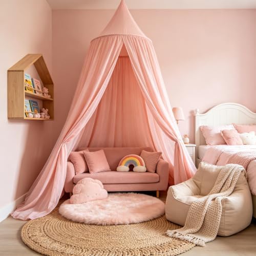 Princess Bed Canopy for Girls, Heavyweight Canopy Bed Curtains