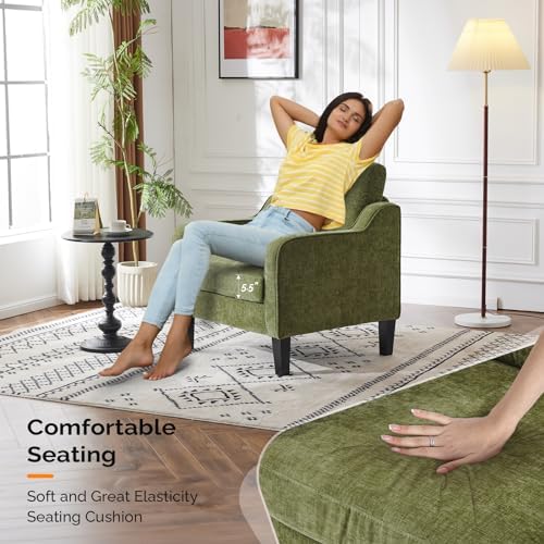 VINGLI Accent Chair, Chenille Upholstered Armchair, 380 LBS, Living Room