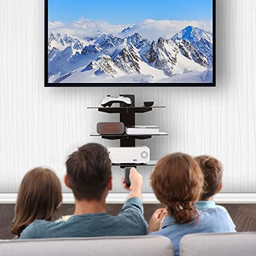 WALI 3 Tier Glass Floating TV Wall Shelf for Projector, DVD Players