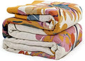 MSGKV Boho Throw Blanket 80"x90" 100% Cotton Muslin Floral Blanket for Bed