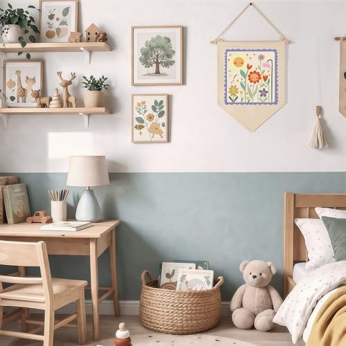 Spring Day-Nursery Wall Decor Gift for Baby Boys Girls Kids-Canvas Hanging Banner Pennant Wall Decor Gift for Nursery Homeschool Baby Room Playroom Reading Room Bedroom