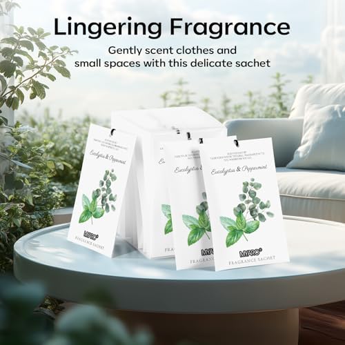 MYARO 12 Pack Eucalyptus Mint Scented Sachets, Closet Deodorizer Freshener