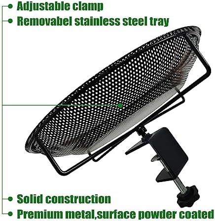 CQAIRIOU Premium Deck Railing Bird Feeder Tray for Balcony,11.8" Stainless Steel Large Platform Bird Feeder Mesh Seed Tray for Outside Wild Birds,Great Decoration for Garden Backyard