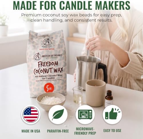 American Soy Organics Freedom Coconut Soy Wax Beads, Candle Wax, 10 lbs
