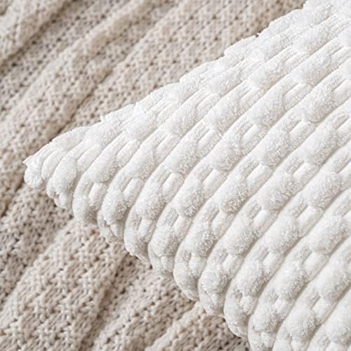 MIULEE Decorative Throw Pillow Covers 18x18 Pure White Textured Corduroy