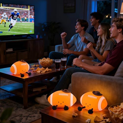 YISUN Football Night Light, Soft Silicone Nursery Night Lamp, Rechargeable Dimmable Rugby Night Lights with Timer, Cute Night Lights for Kids Room Decor Birthday