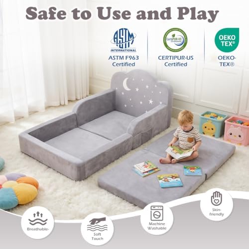 Toddler Floor Bed, Soft Foam Toddler Bed and Kids Bed, No Assembly Required