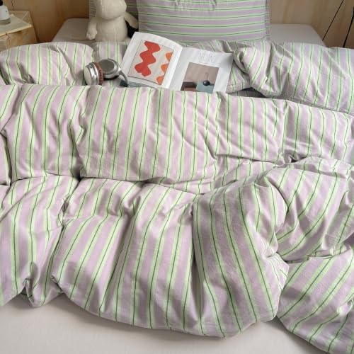 AOJIM Striped Duvet Cover Twin XL Washed Cotton 3 Pieces Vintage Bedding