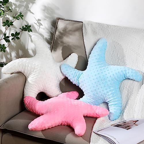 Fumete Starfish Pillow Beach Starfish Shaped Throw Pillows 20'' Stuffed Animal Cute Plush Coastal Decor Ocean Star Pillow Plush Cushion for Bedroom Living Room Sofa Couch(Pink White Blue,3 Pcs)